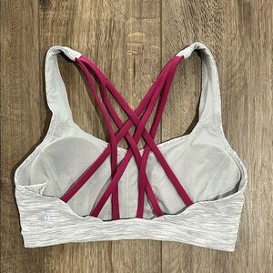 Like new - LULULEMON Free To Be Serene Sports Bra - Wee Stripe / Magenta Purple